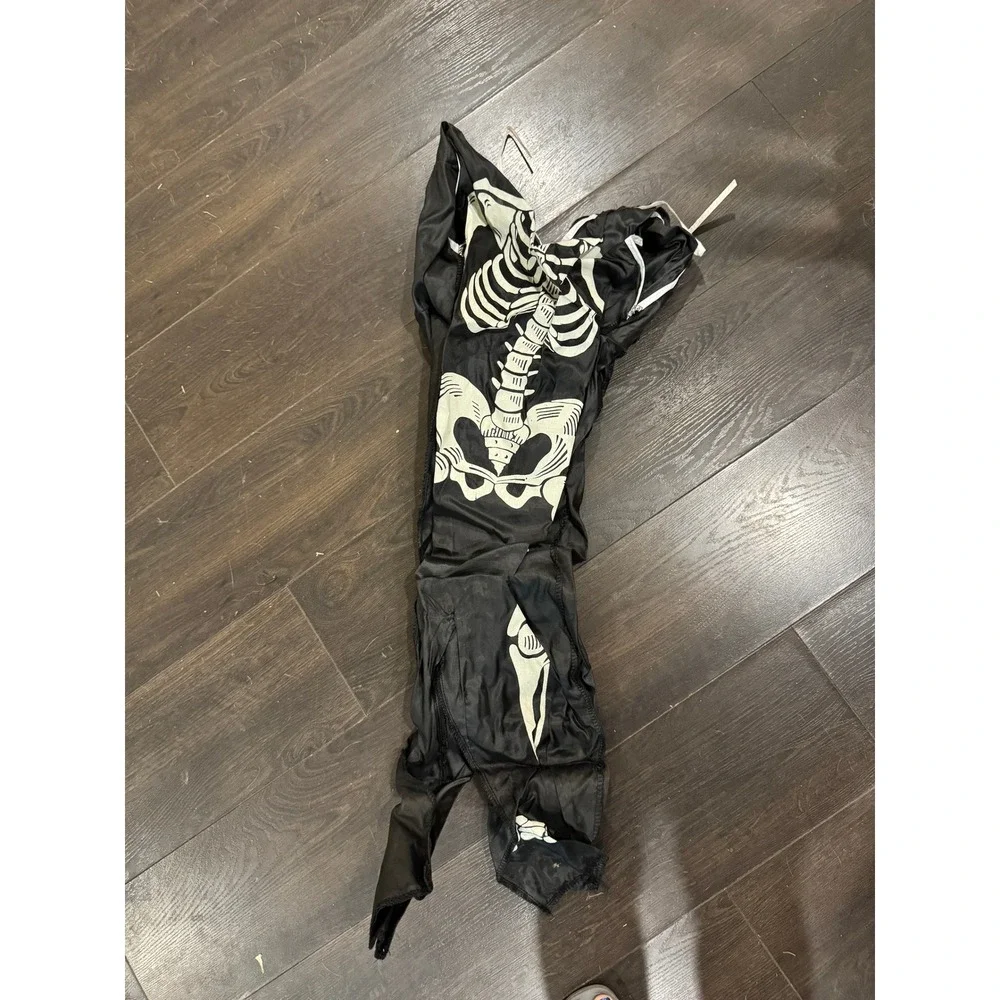Vintage Collegeville Skeleton Costume with Mask 277 Large 12-14 Rayon USA 1970s